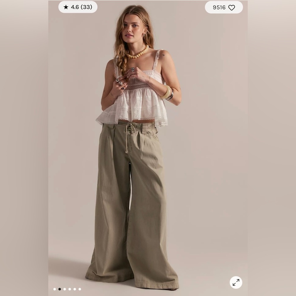 Free People Julien Wide Leg Chino Trousers size Large